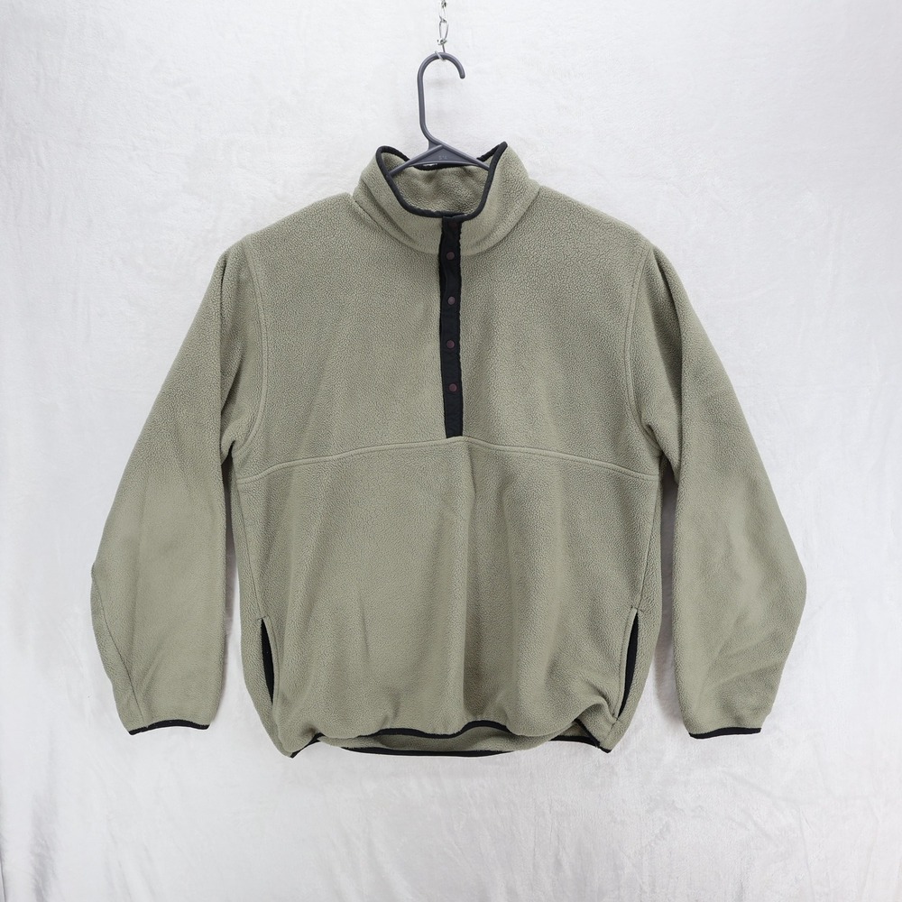 LL Bean Mens XL-Tall Fleece Pullover Sage Green Snap-T Mock Neck OWN63